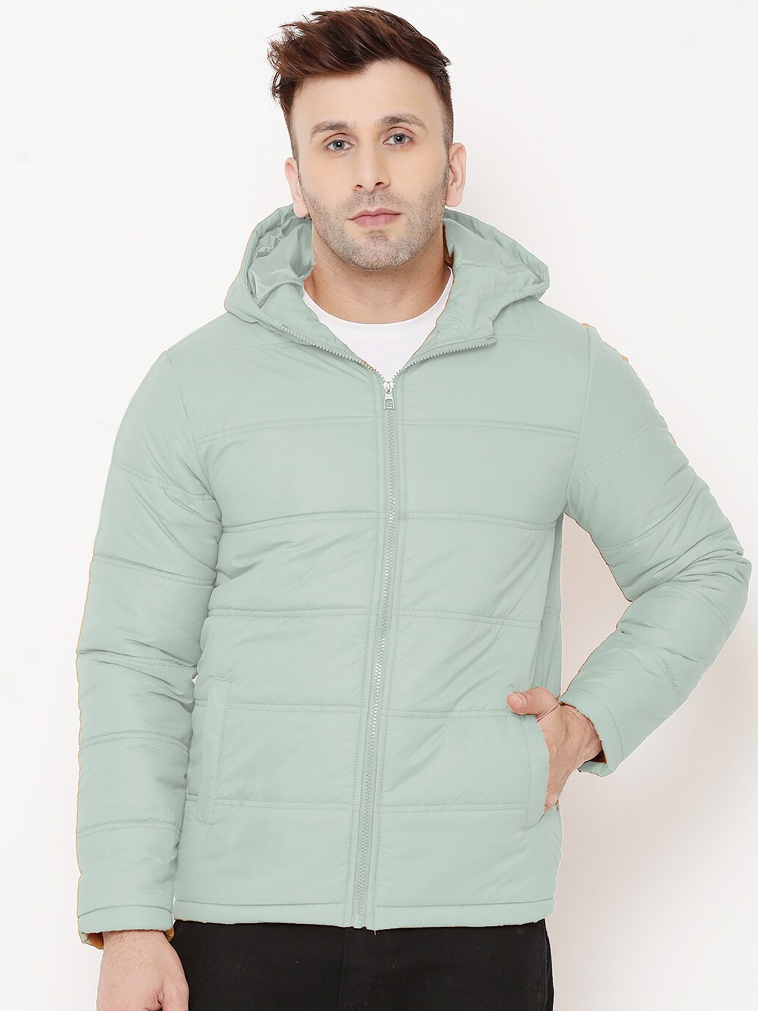 

9ty3ree Long Sleeves Insulator Outdoor Hooded Puffer Jacket, Grey