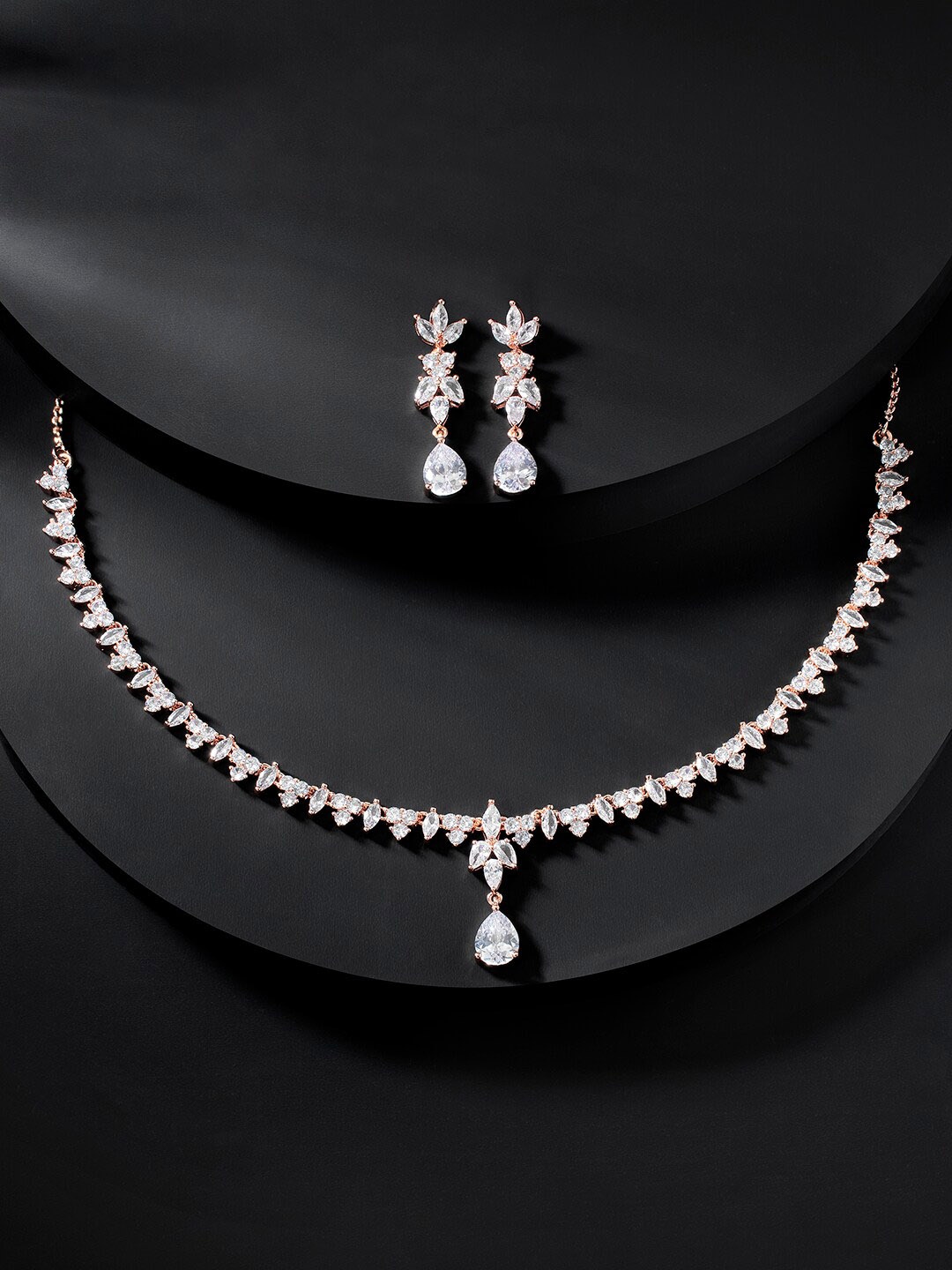 

Peora Rose Gold-Plated CZ-Studded Jewellery Set