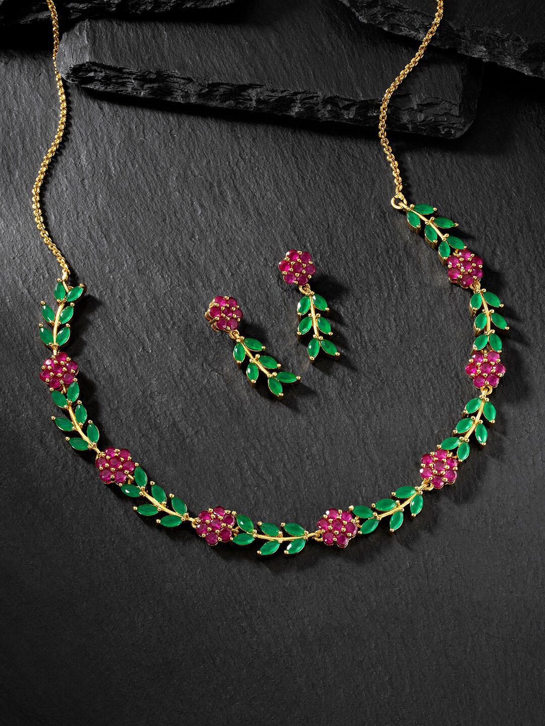 

Peora Gold-Plated Cubic Zirconia-Studded Jewellery Set
