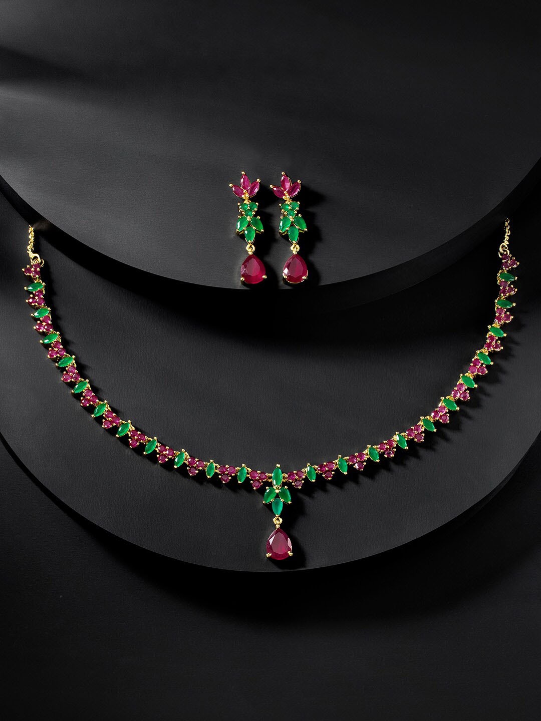 

Peora Gold-Plated Cubic Zirconia-Studded Jewellery Set