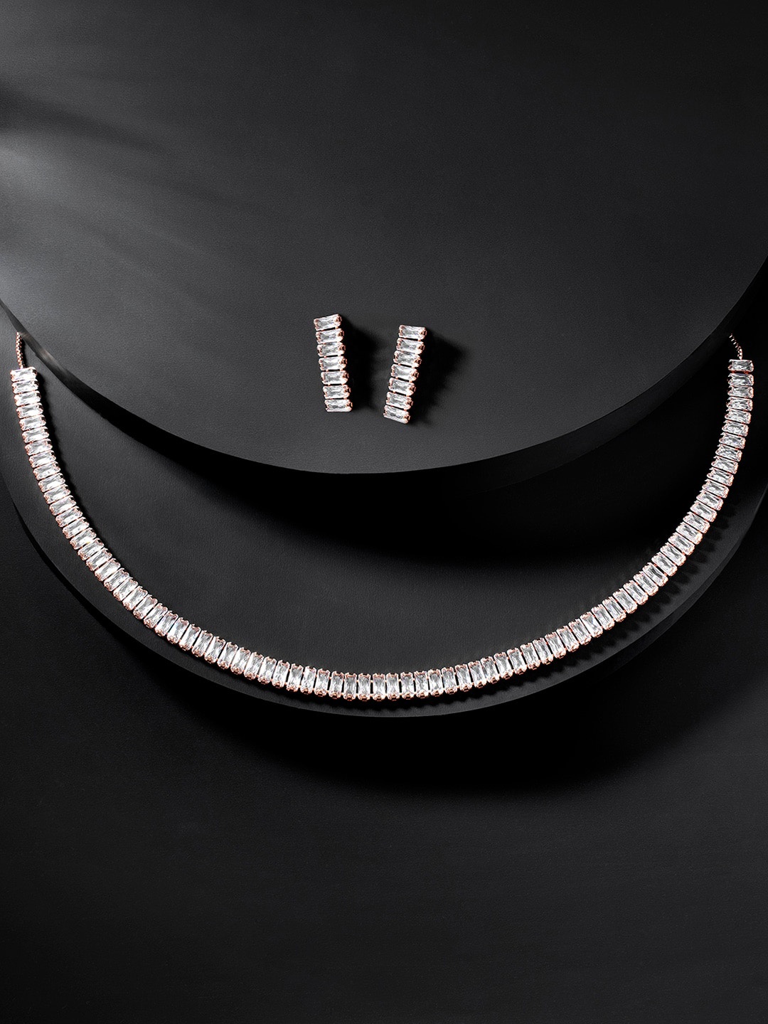 

Peora Rose Gold-Plated CZ-Studded Jewellery Set
