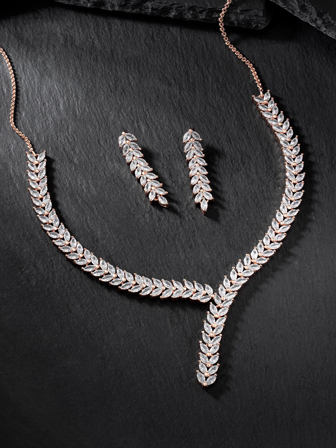 

Peora Rose Gold-Plated CZ-Studded Jewellery Set