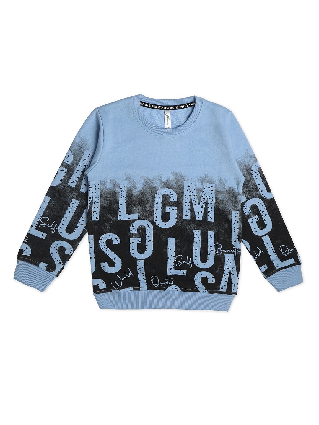 

earth conscious Boys Typography Printed Long Sleeves Casual T-shirt, Blue