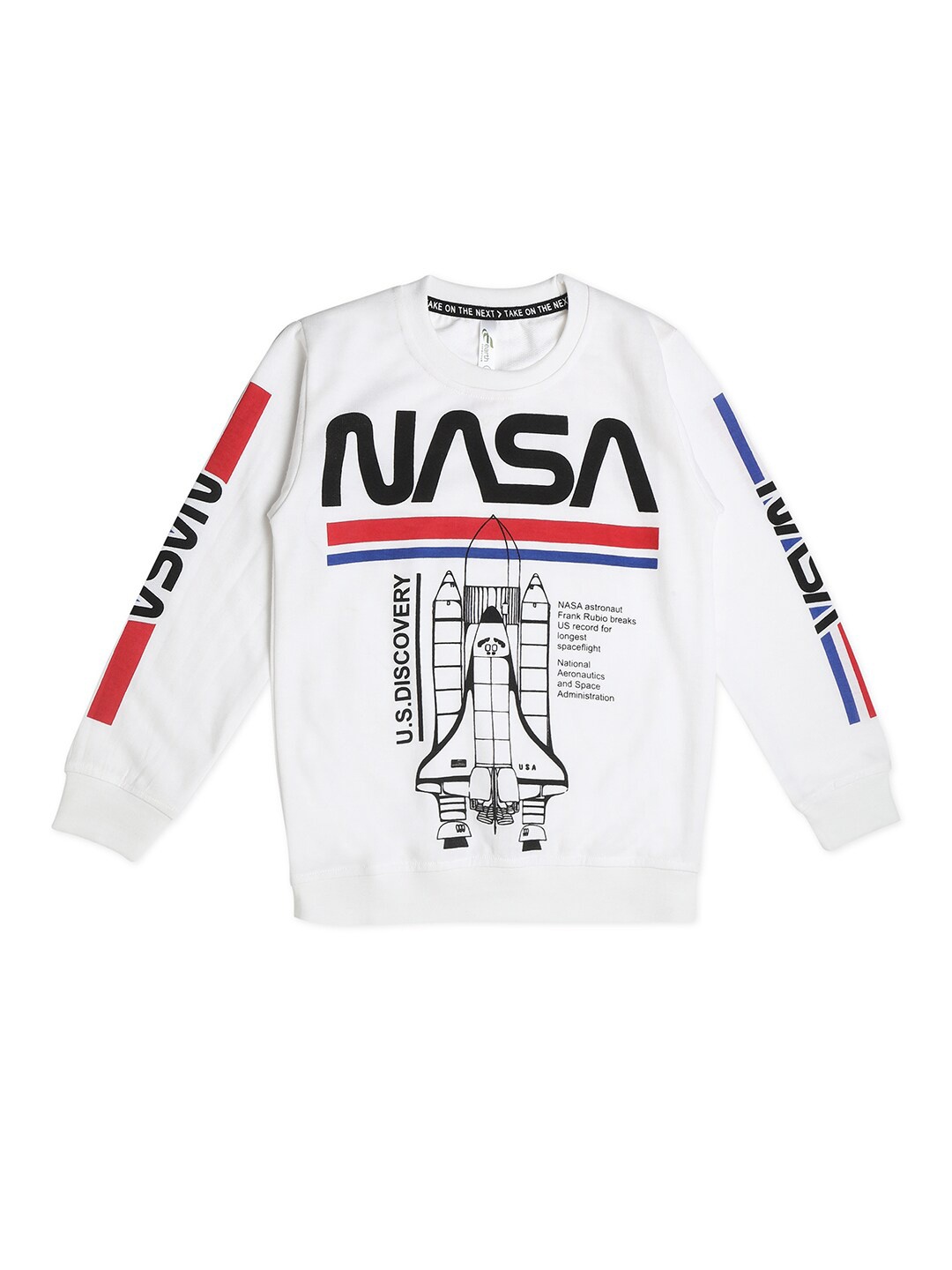 

earth conscious Boys Typography Printed Long Sleeves T-shirt, White