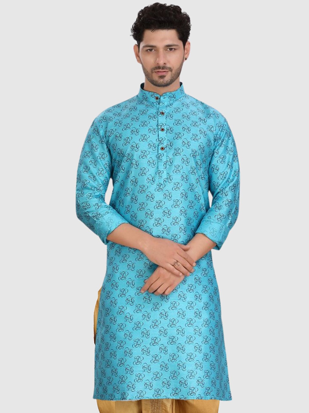 

SHIWAM ETHNIX Ethnic Motifs Printed Kurta With Dhoti Pants, Blue