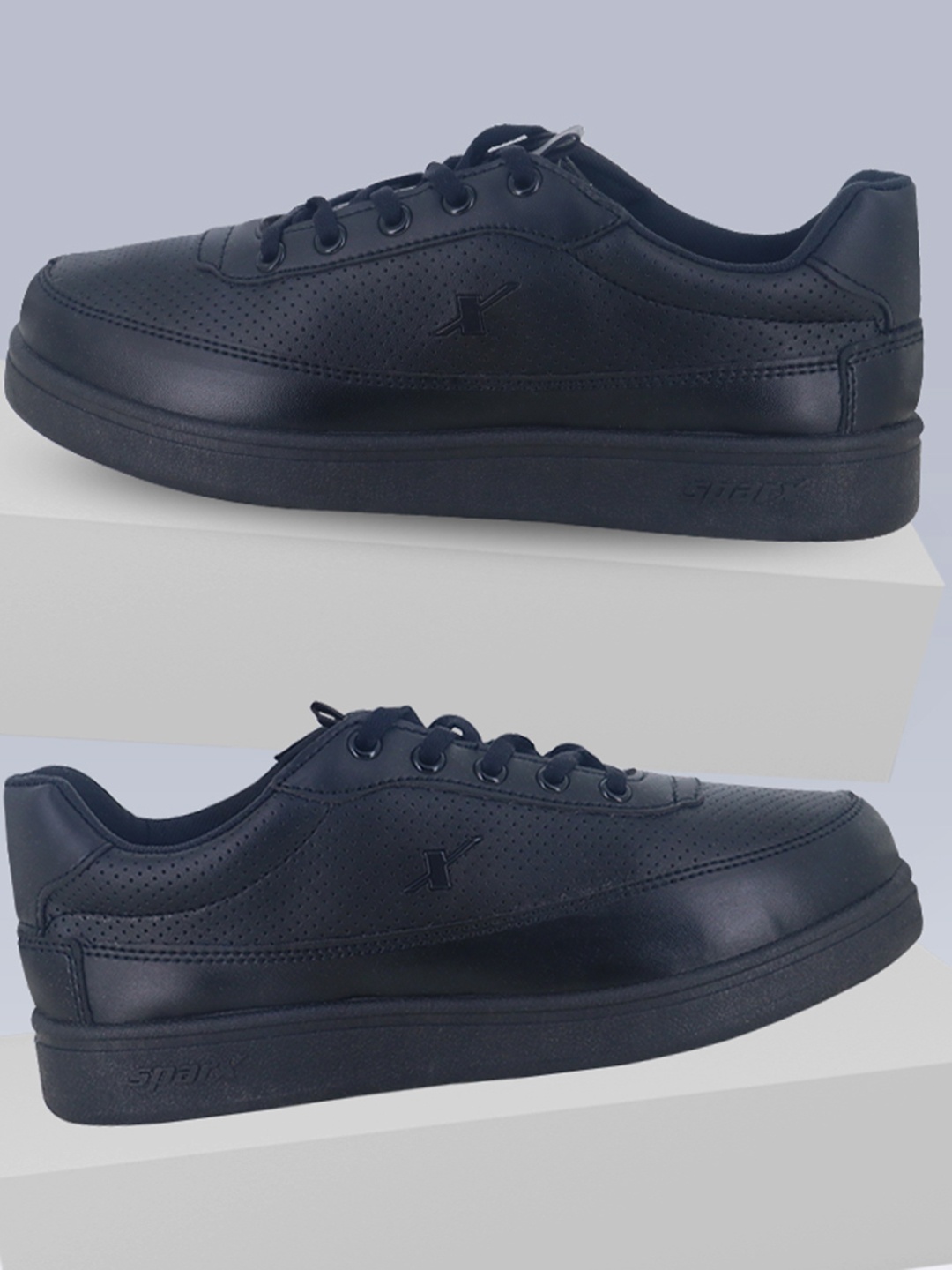 

Sparx Men Perforated Lace-Up Sneakers, Black