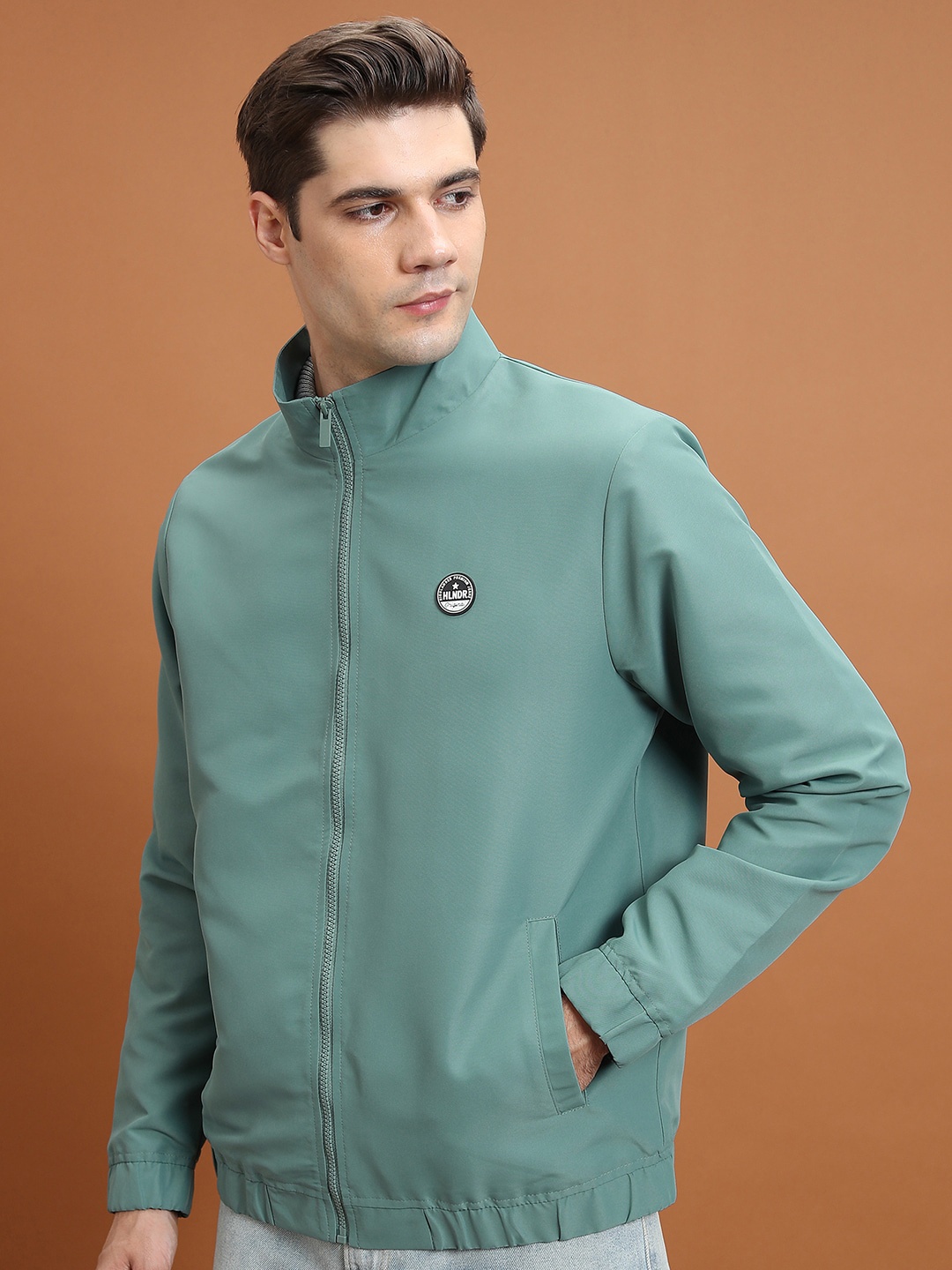 

HIGHLANDER Mock Collar Bomber Jacket, Olive