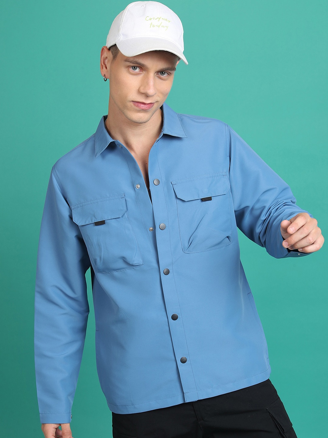 

KETCH Spread Collar Tailored Jacket With Studded, Blue