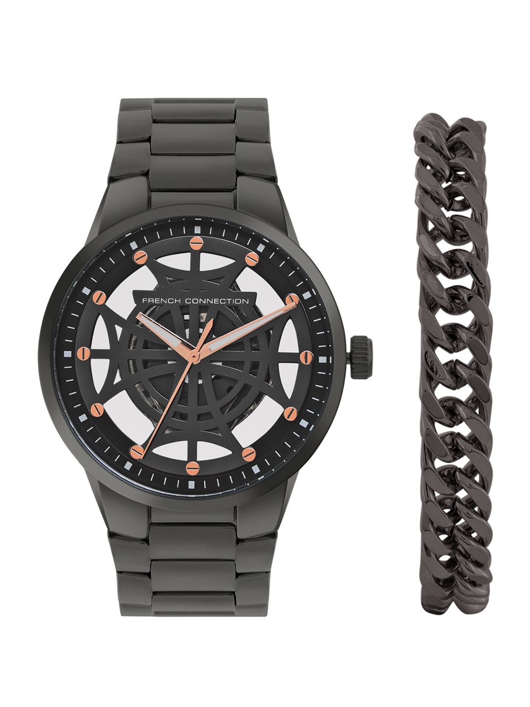 

French Connection Men Analogue Watch With Bracelet, Black