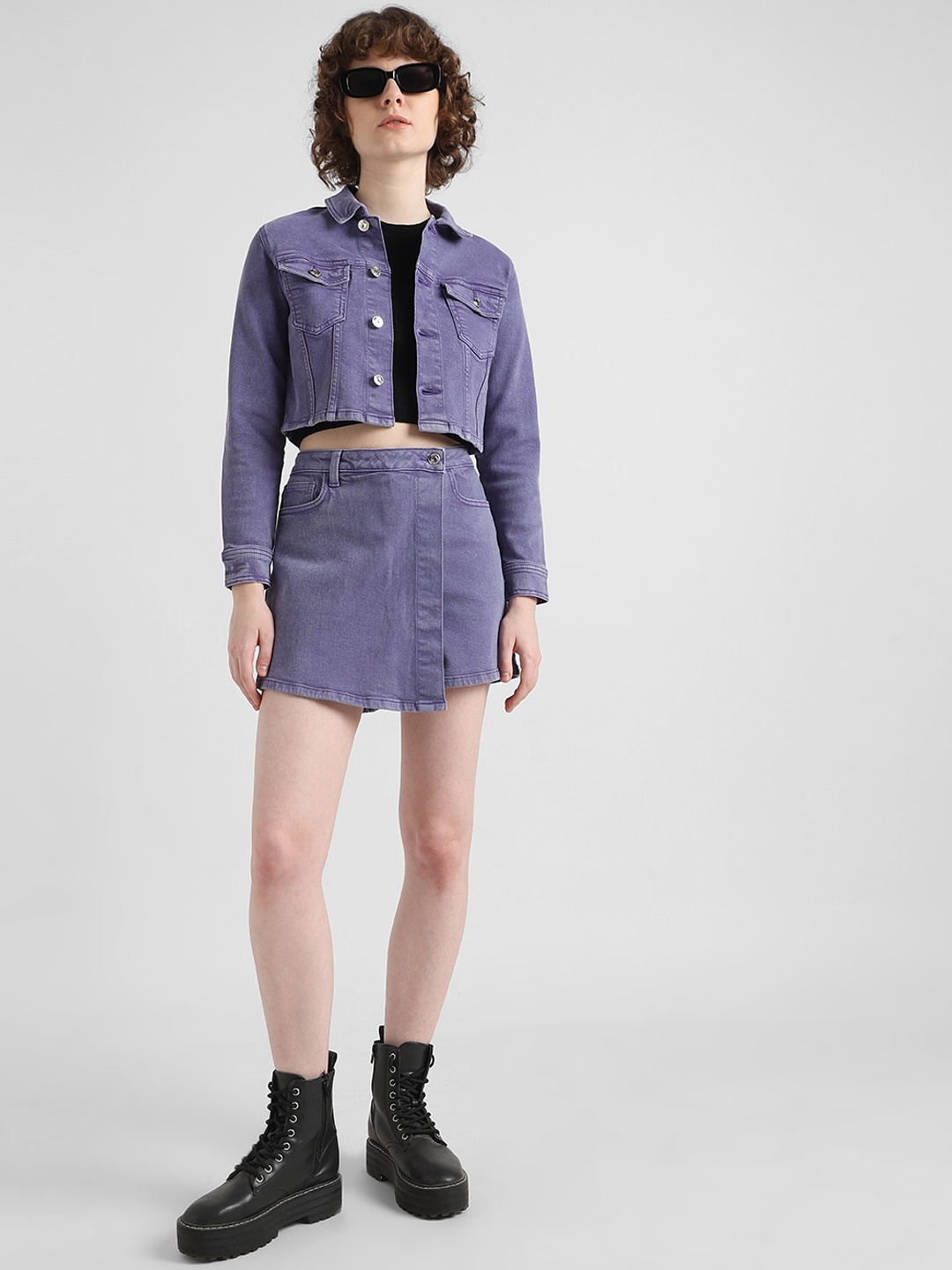 

ONLY Women Skort High-Rise Denim Shorts, Blue