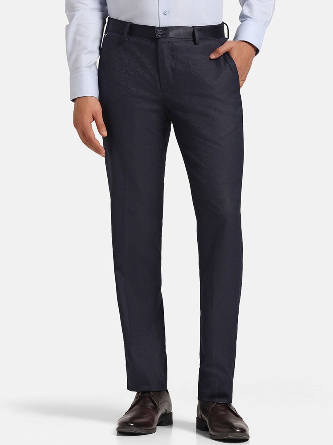 

Blackberrys Men B-95 Slim Fit Easy Wash Formal Trousers, Navy blue