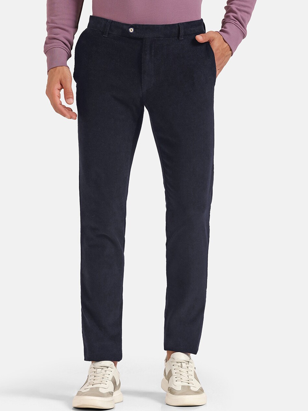 

Blackberrys Men B-95 Slim Fit Easy Wash Regular Trousers, Navy blue
