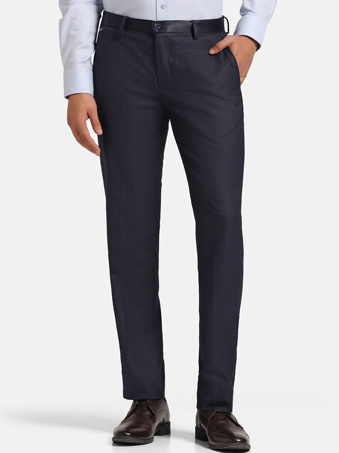 

Blackberrys Men B-95 Slim Fit Easy Wash Formal Trousers, Navy blue