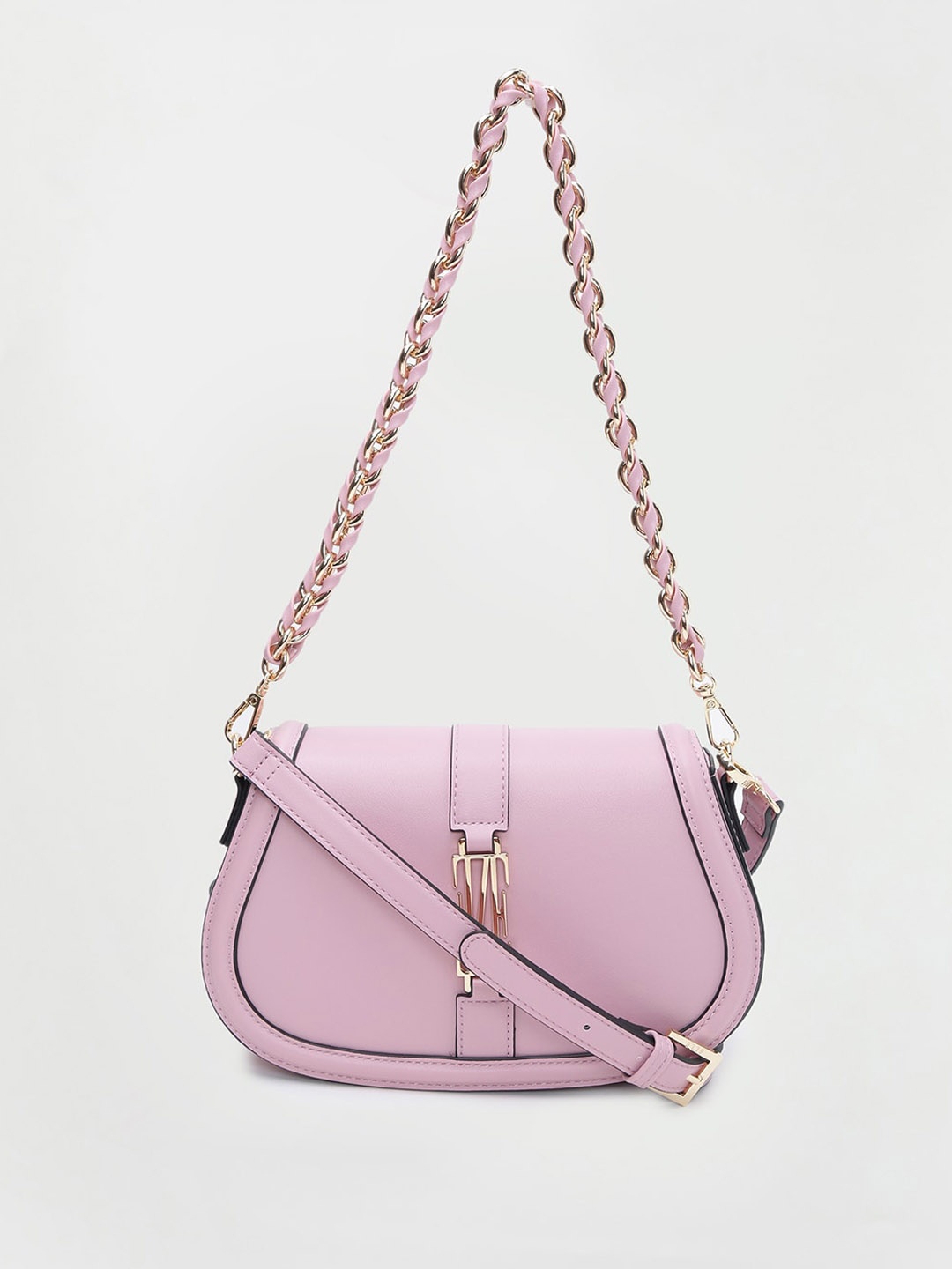 

ELLE Embellished Zip Detail Swagger Shoulder Bag, Mauve