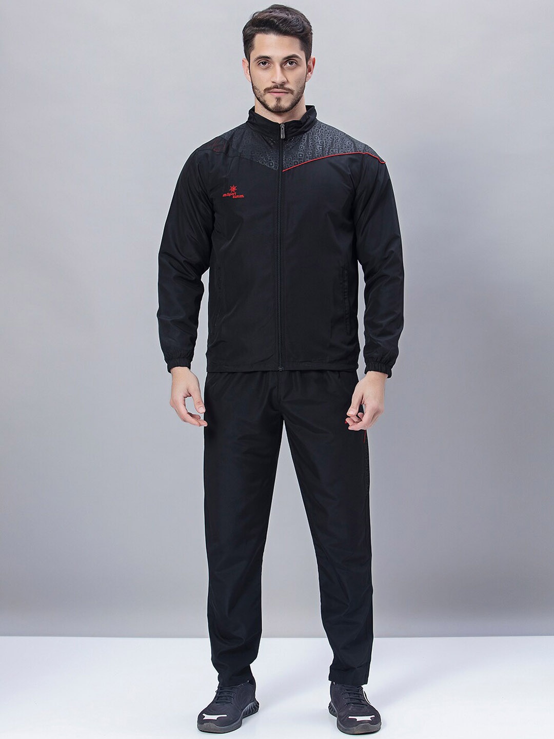 

SPORT SUN Mock Collar Anti-Microbial Jacket & Track Pant, Black