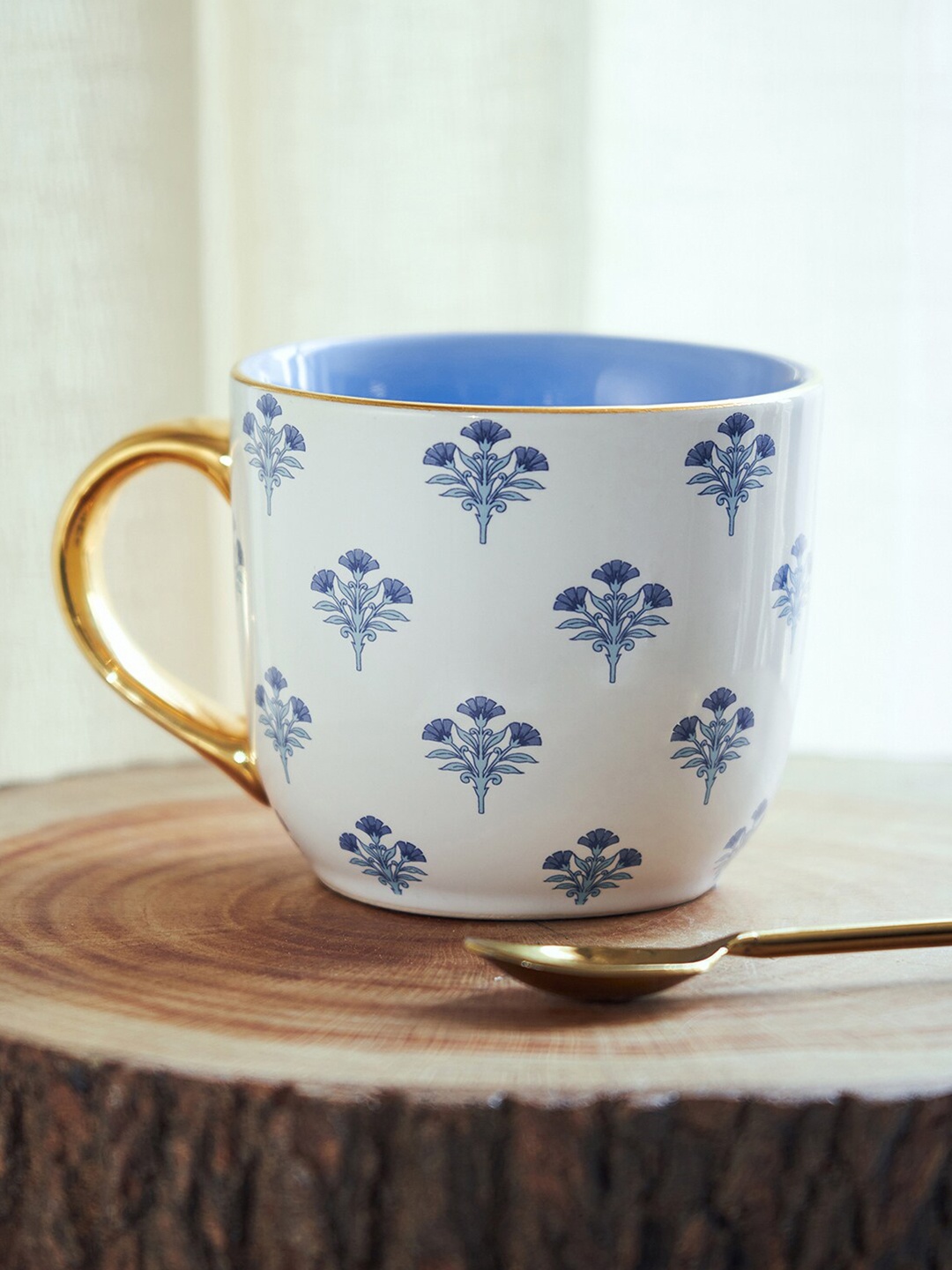 

Pure Home and Living Blue & White Printed Porcelain Matte Mugs Set of Cups and Mugs