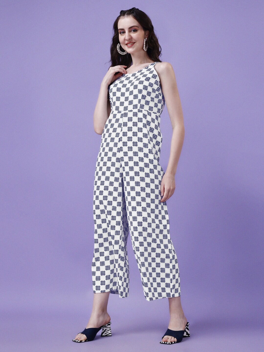 

KALINI Checked Basic Jumpsuit, White