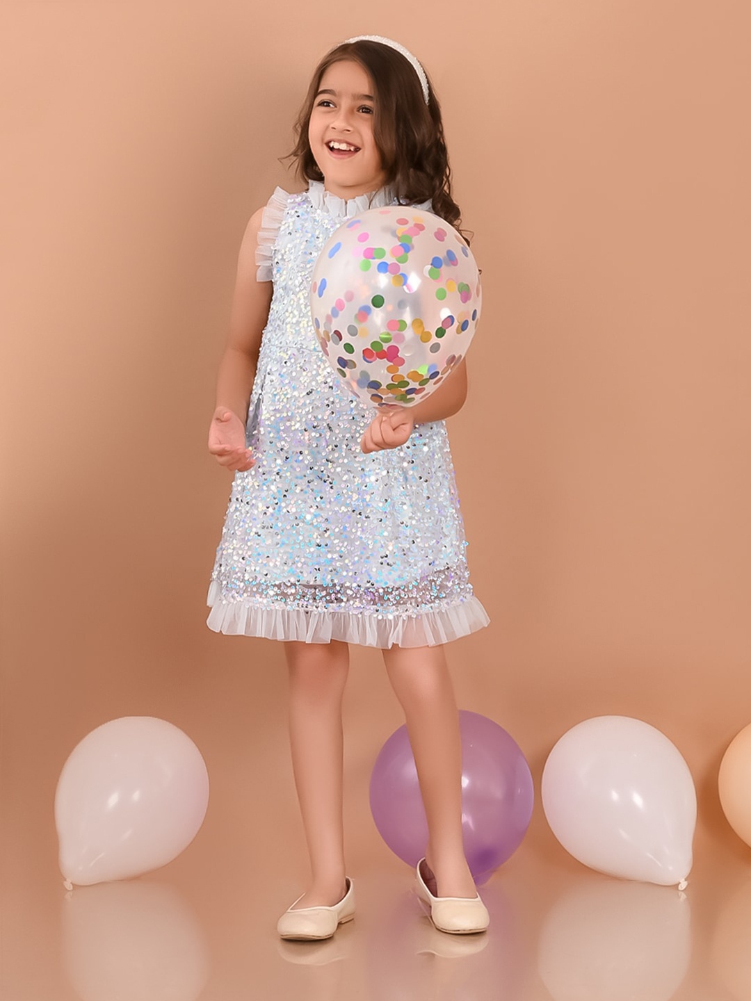 

LilPicks Girls Sequined A-Line Party Dress, Blue