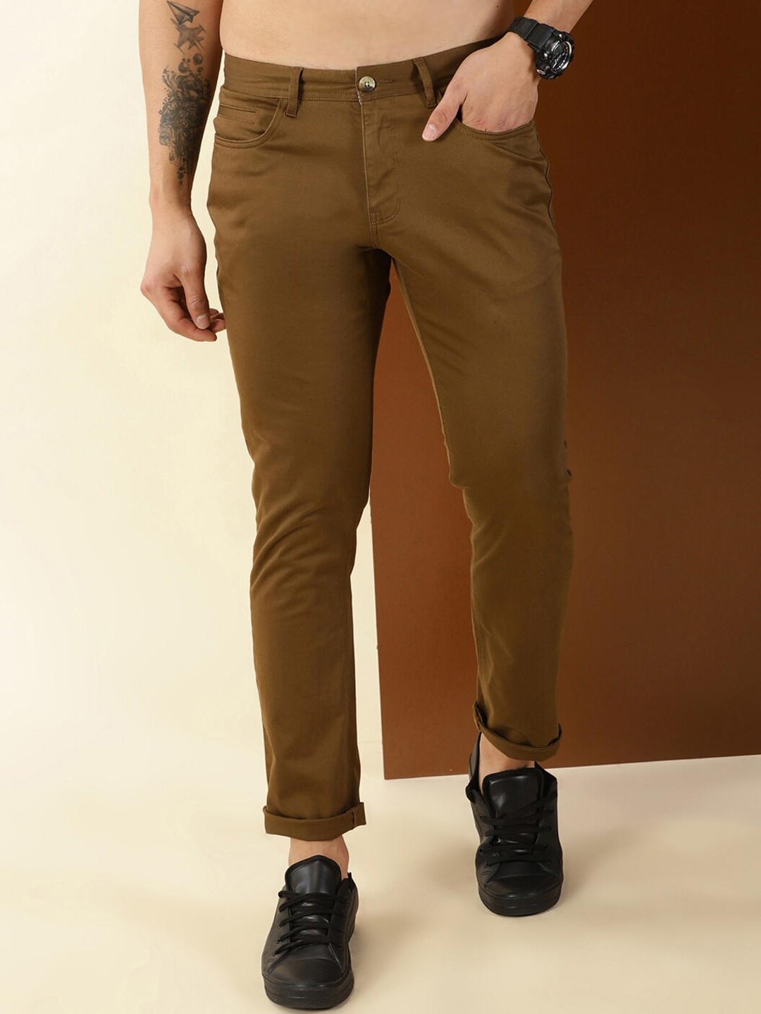 

Thomas Scott Men Classic Easy Wash Mid-Rise Chinos, Khaki