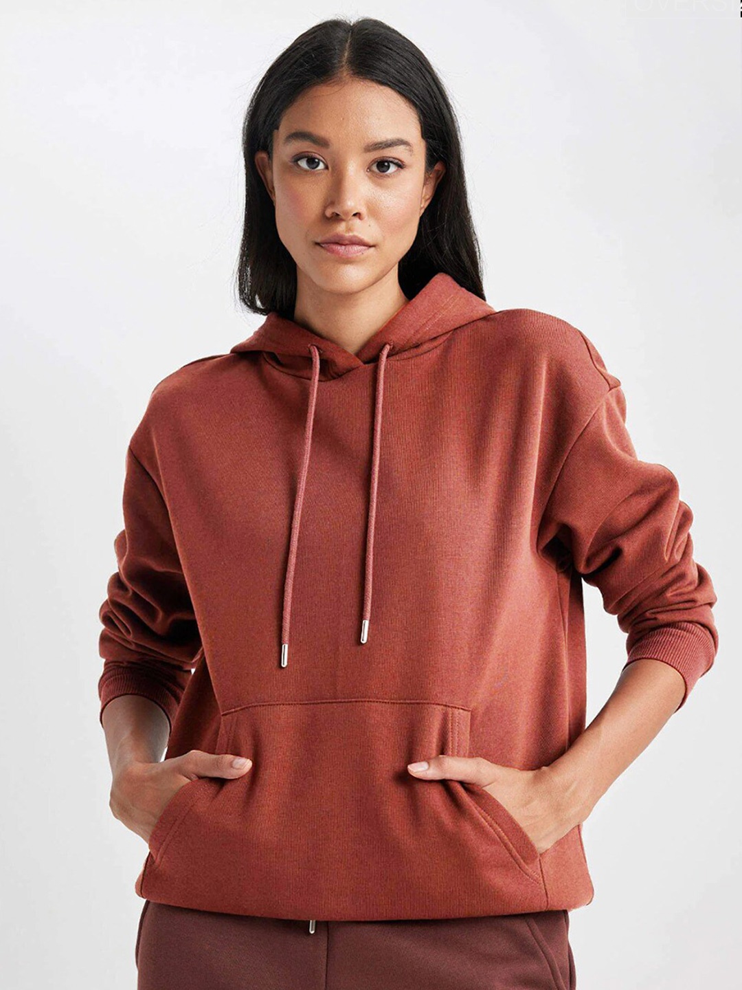 

MISCHIEF MONKEY Long Sleeves Fleece Cotton Oversized Hooded Sweatshirt, Copper