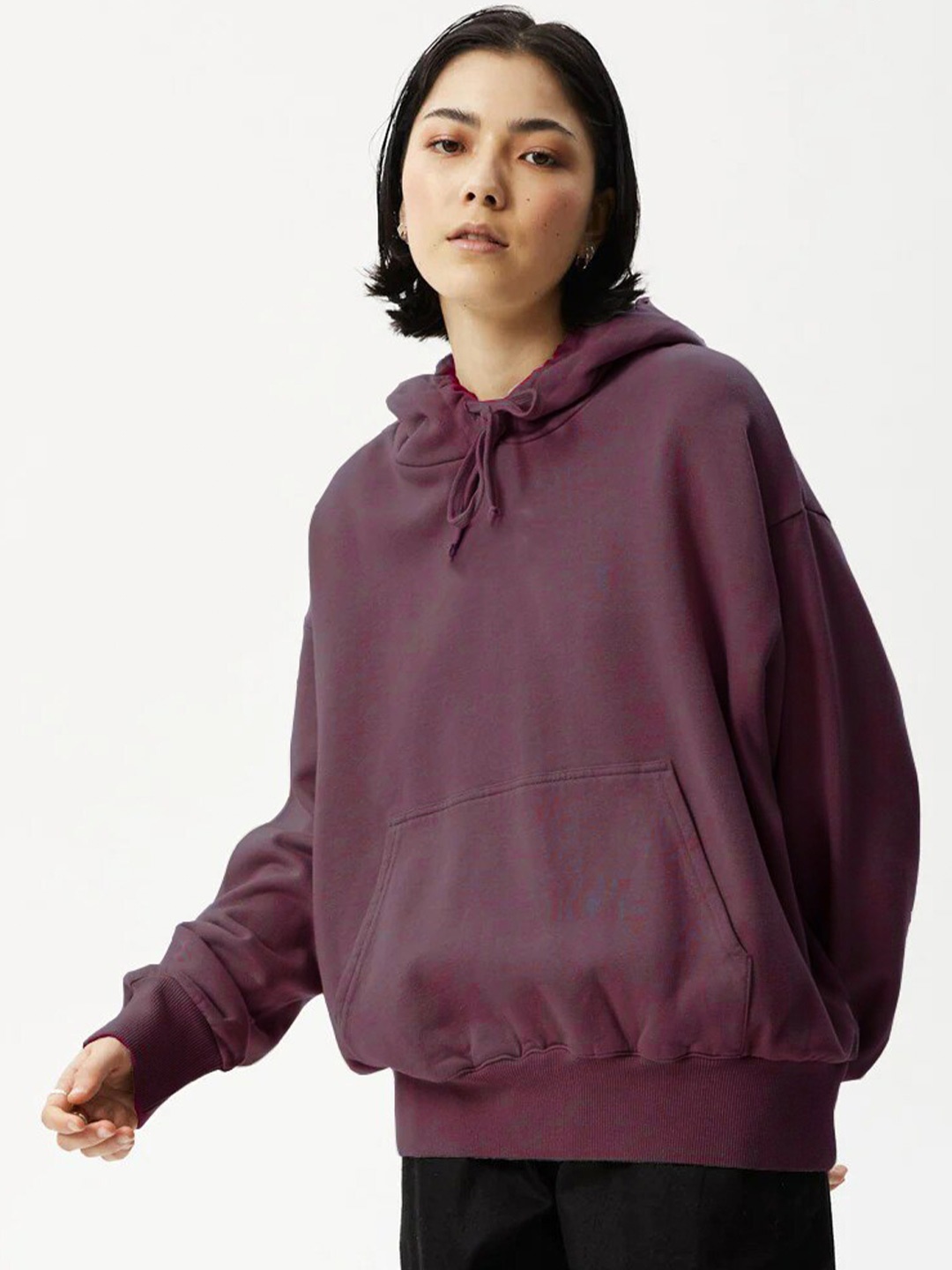 

MISCHIEF MONKEY Long Sleeves Fleece Cotton Oversized Hooded Sweatshirt, Purple