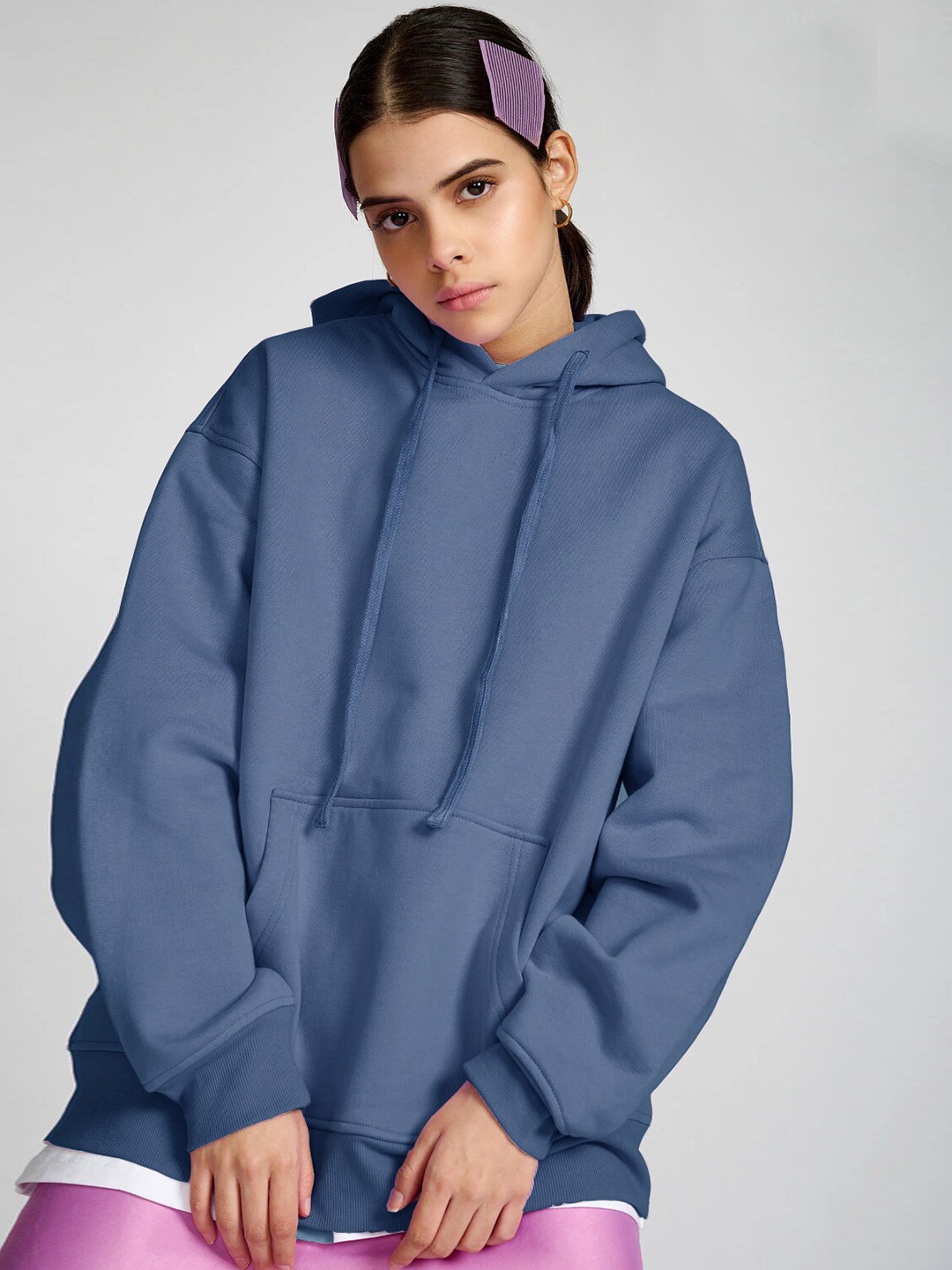 

MISCHIEF MONKEY Hooded Oversized Cotton Fleece Sweatshirt, Blue