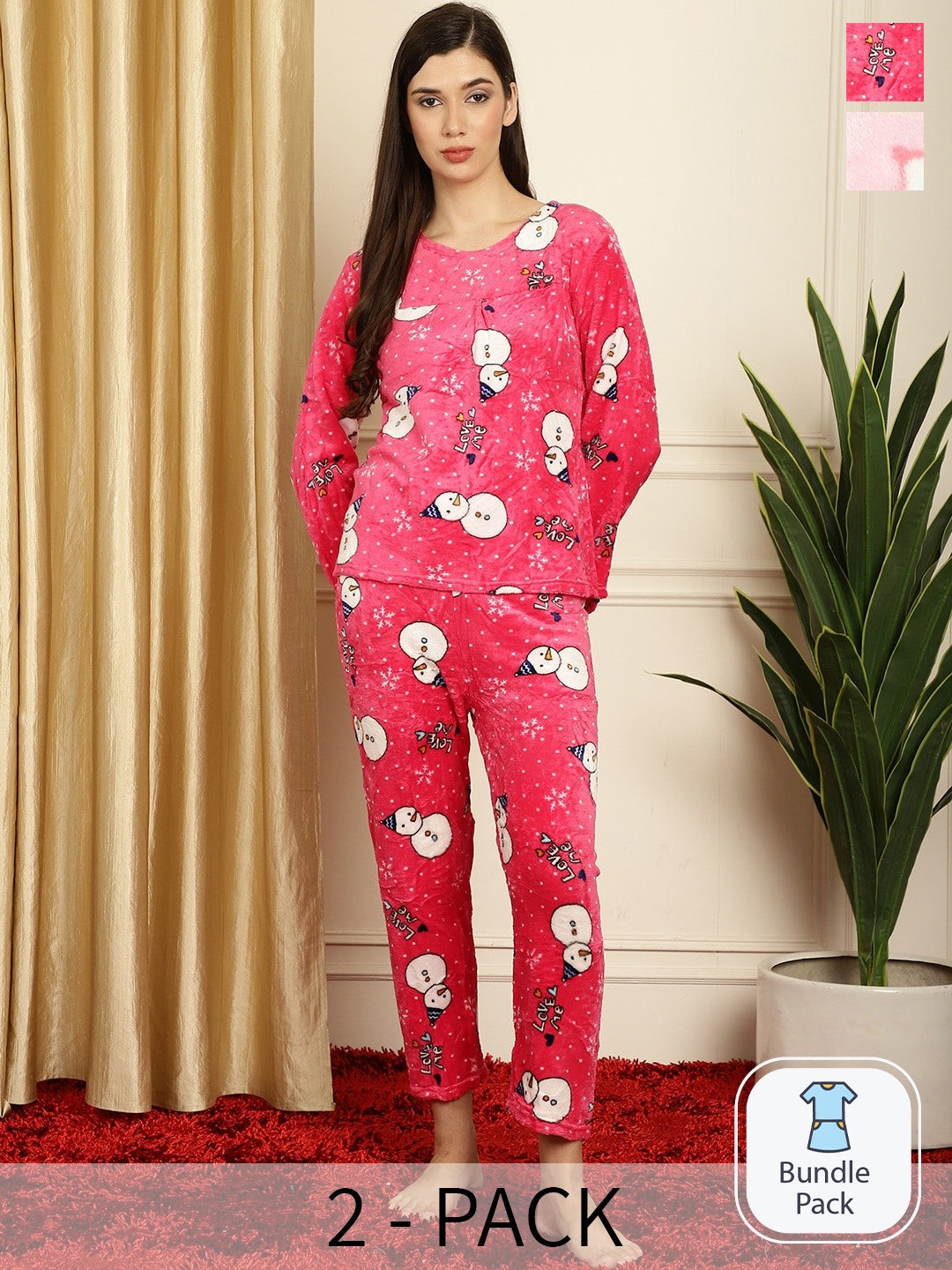 

TAG 7 Pack Of 2 Conversational Printed T-Shirt & Pyjama, Pink