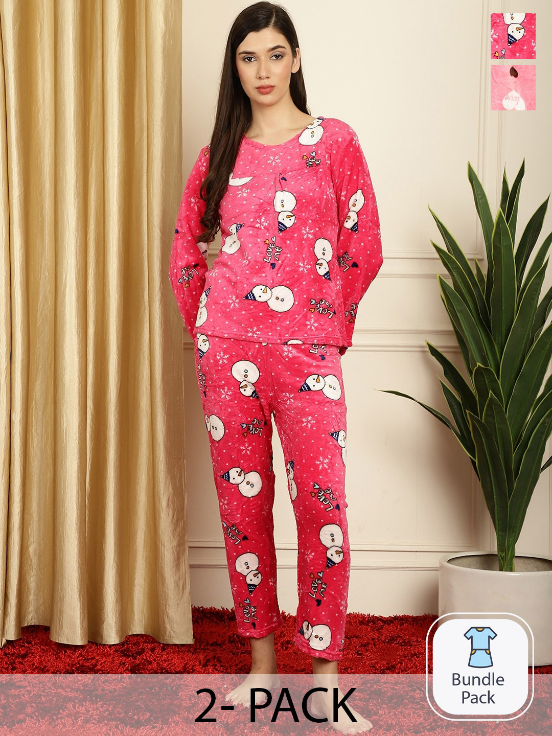 

TAG 7 Pack Of 2 Printed Night suit, Pink