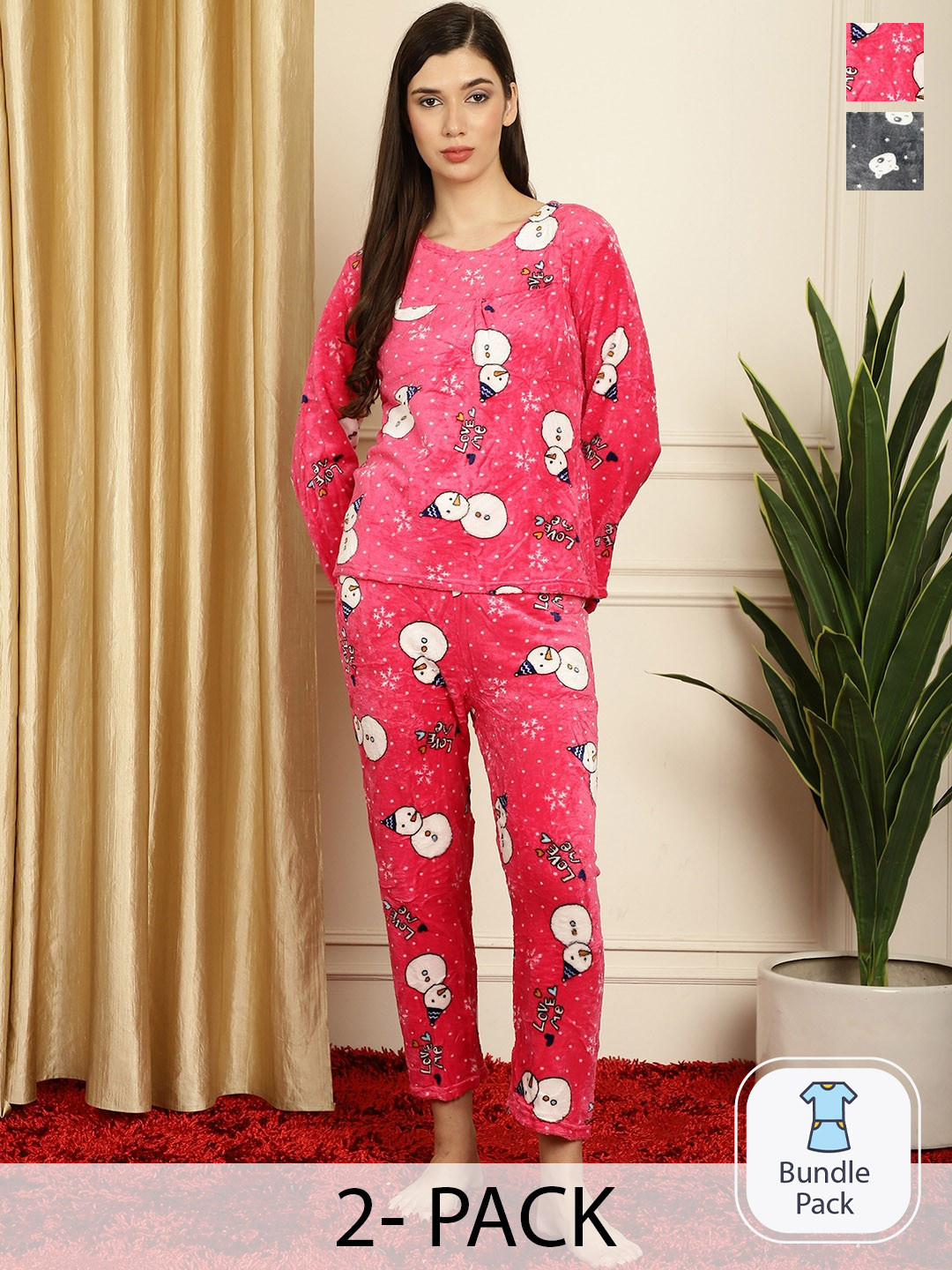 

TAG 7 Pack Of 2 Printed Night Suit, Pink