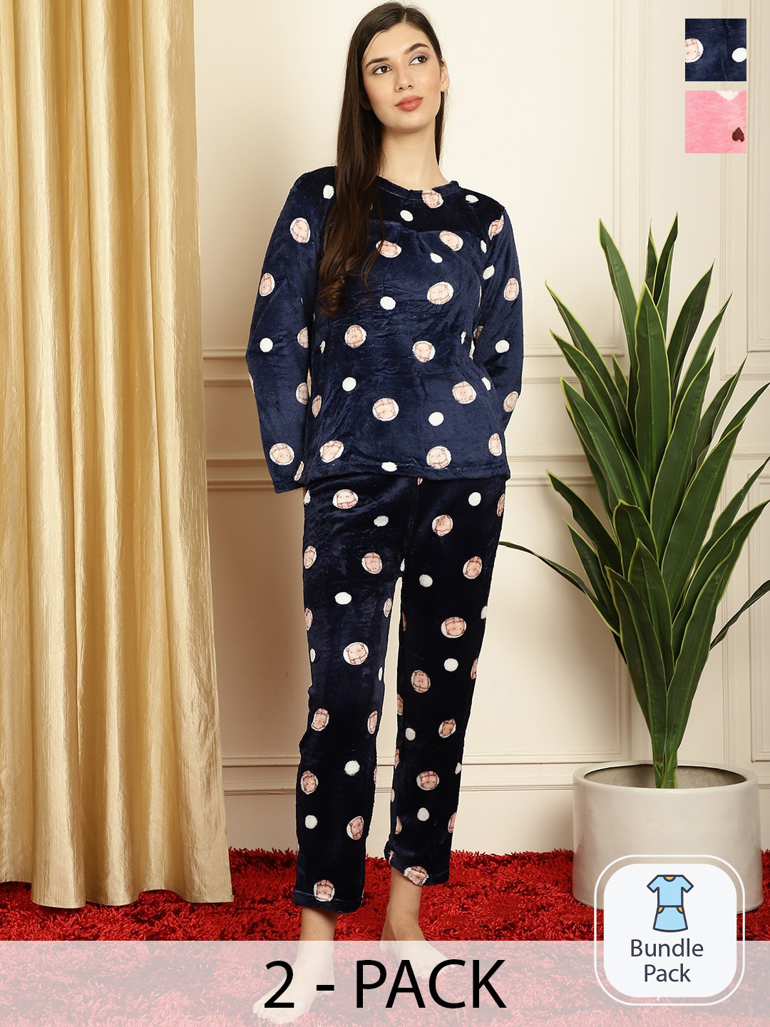 

TAG 7 Pack Of 2 Conversational Printed T-Shirt & Pyjama, Navy blue