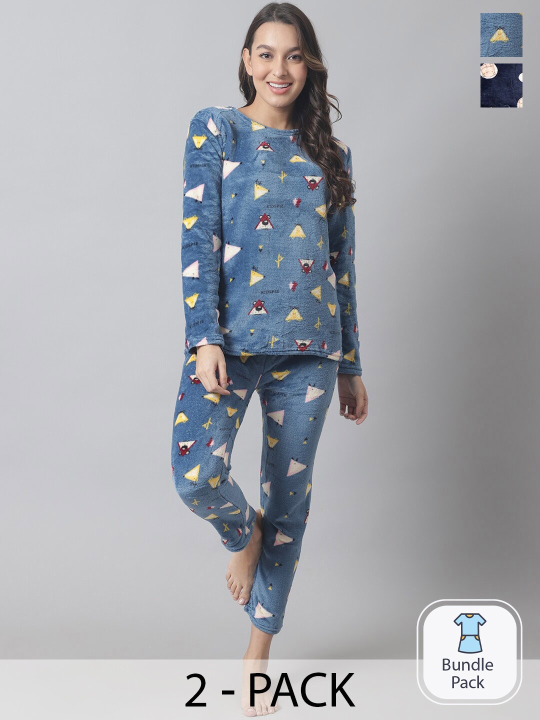 

TAG 7 Pack Of 2 Conversational Printed T-shirt With Pyjamas, Blue
