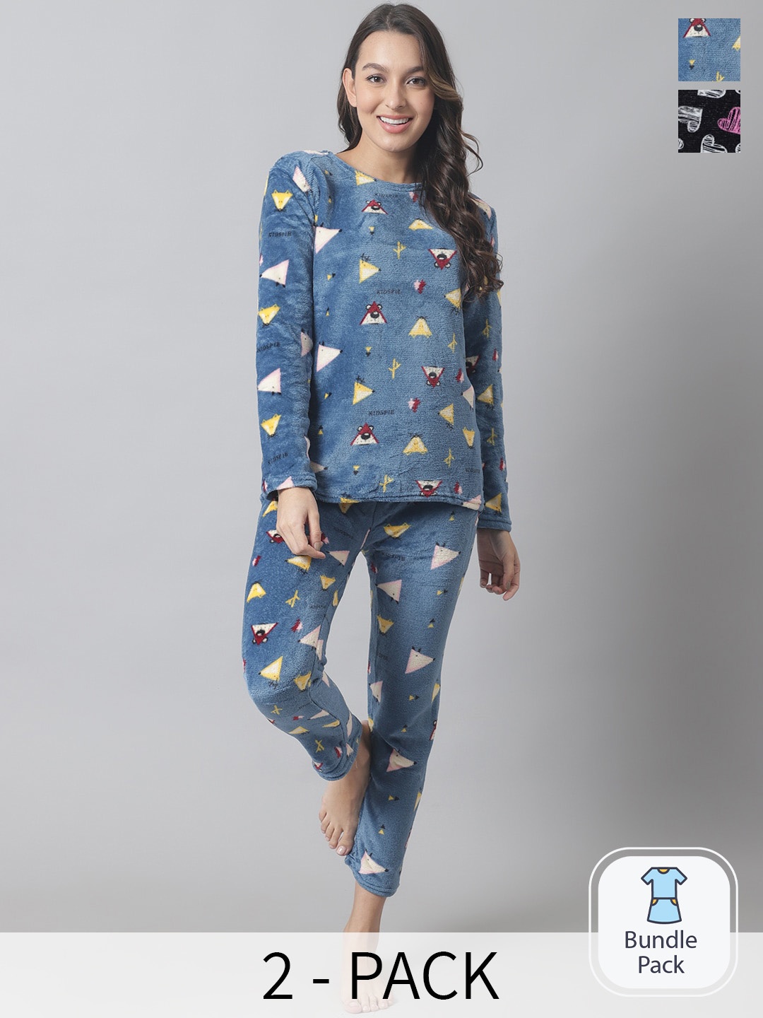 

TAG 7 Pack Of 2 Printed Night suit, Blue