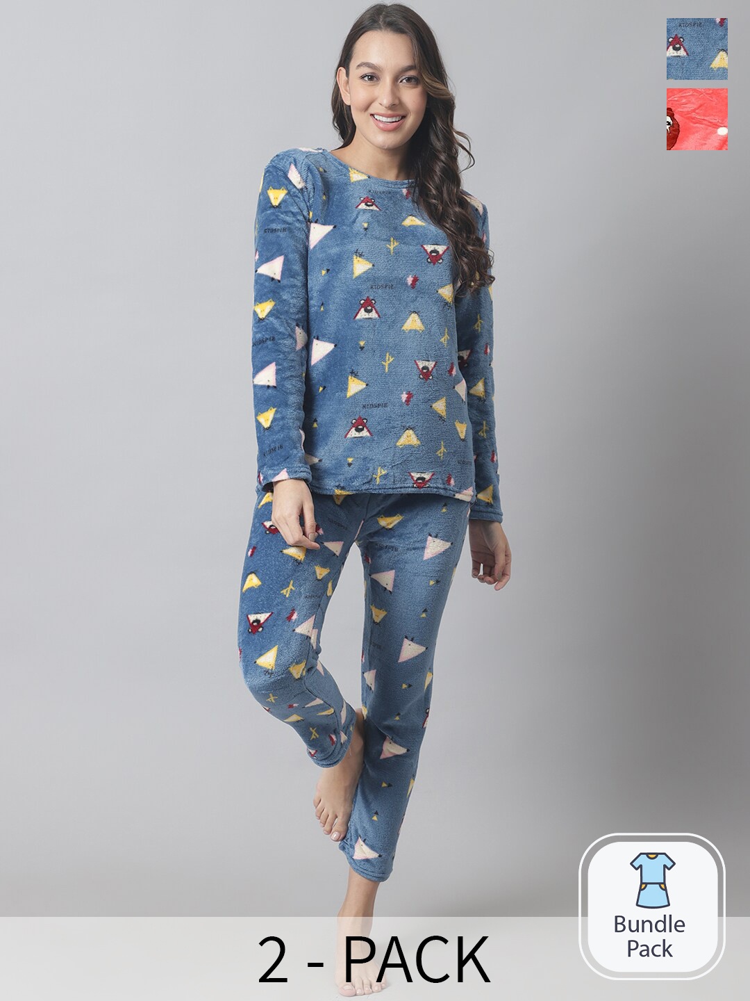 

TAG 7 Pack Of 2 Conversational Printed Night Suit, Blue