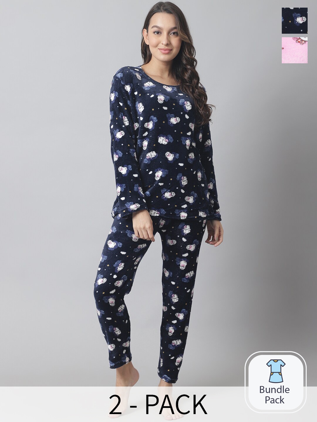 

TAG 7 Pack Of 2 Conversational Printed T-Shirt & Pyjama, Pink