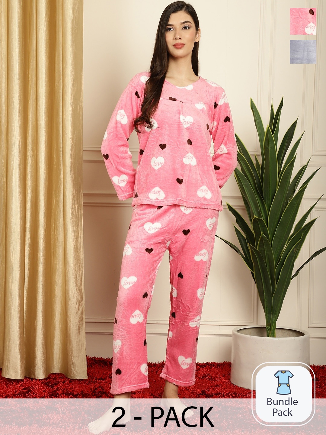 

TAG 7 Pack Of 2 Printed Night suit, Grey