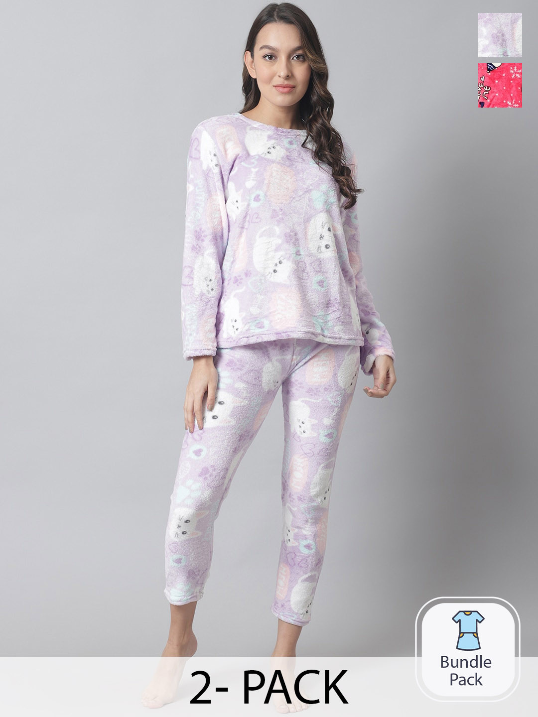 

TAG 7 Pack Of 2 Printed Night suit, Lavender