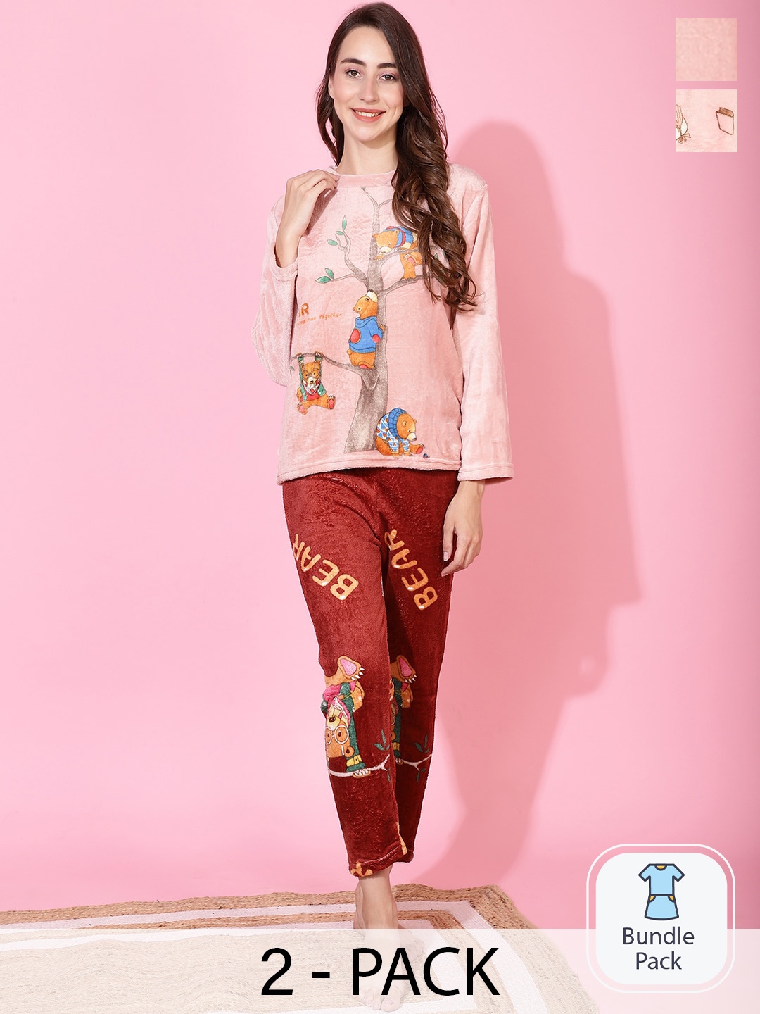 

TAG 7 Pack Of 2 Graphic Printed T-shirt & Lounge Pant, Rust