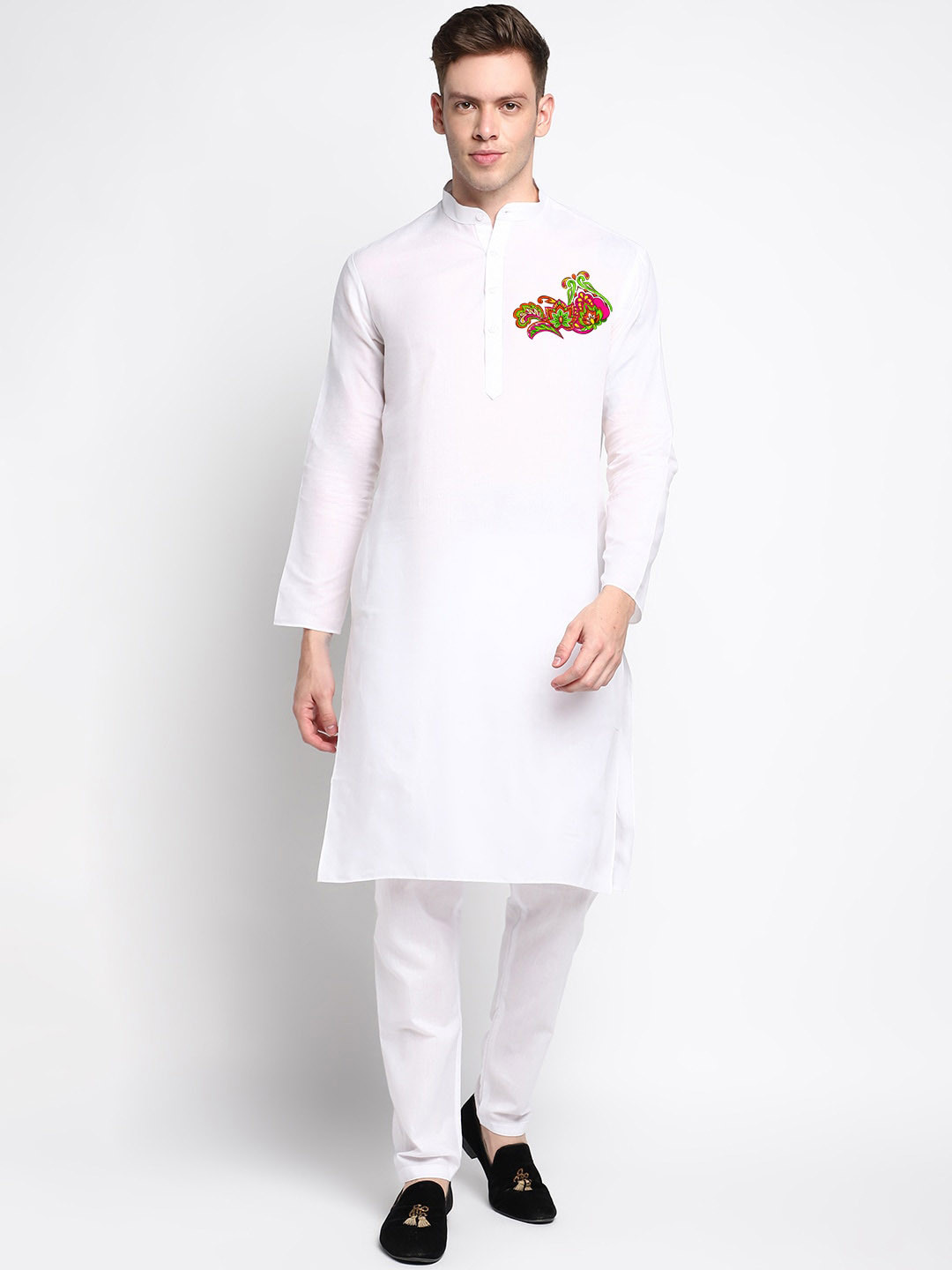 

DEVOILER Ethnic Motifs Printed Kurta With Pyjamas, White