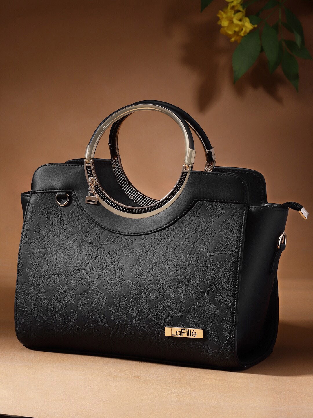 

LaFille Structured Handheld Bag, Black