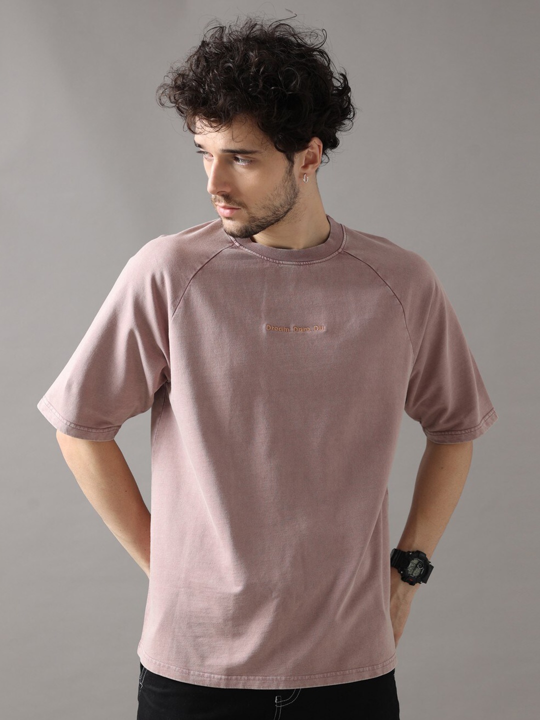 

VUDU Oversized Cotton T-shirt, Brown