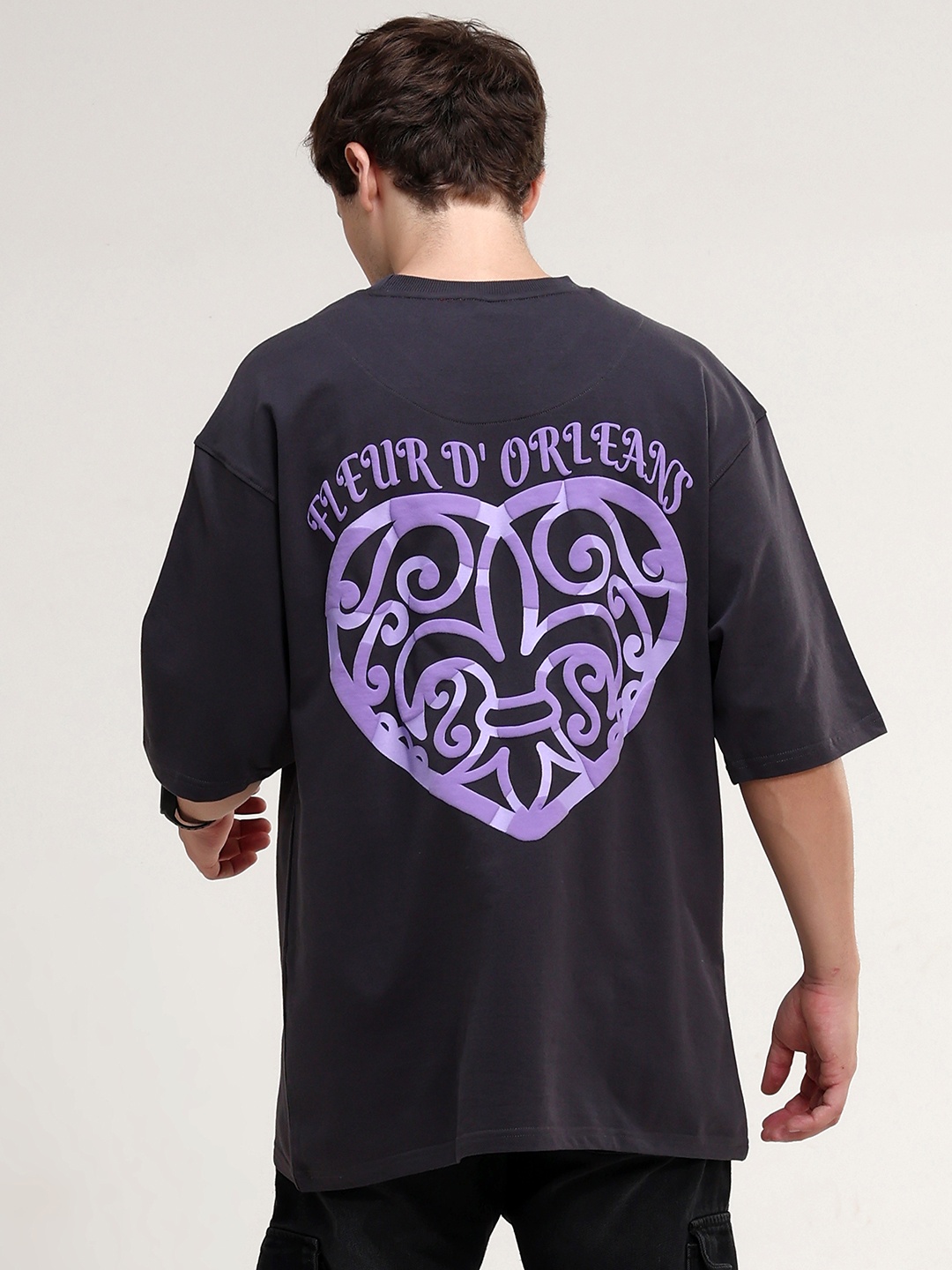 

VUDU Graphic Printed Oversized T-shirt, Black
