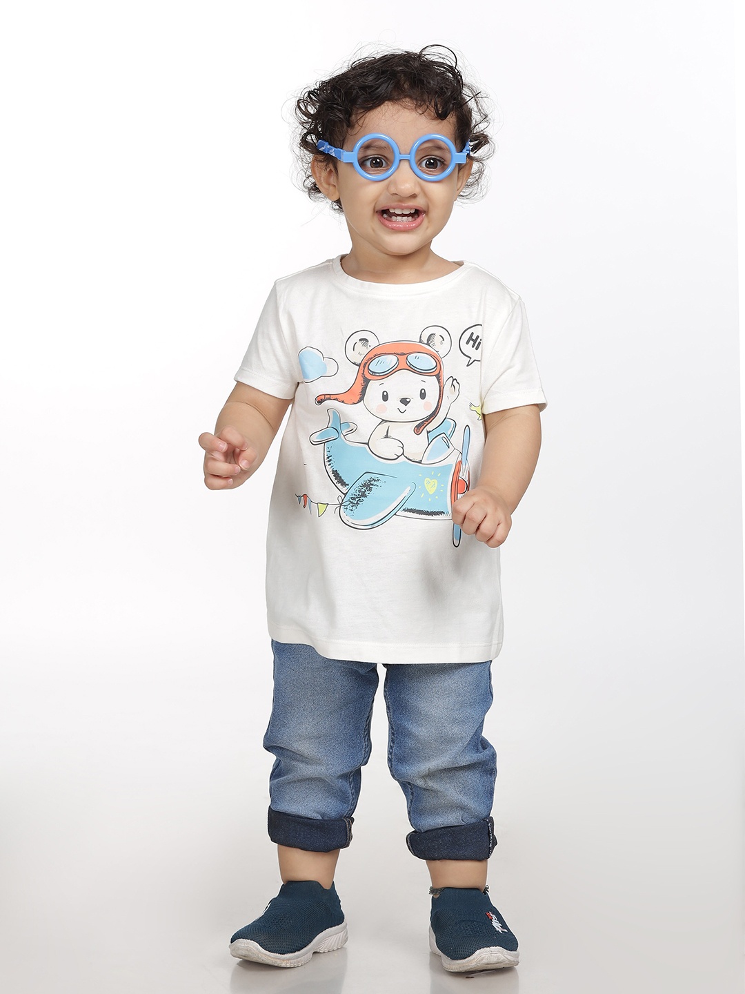 

Huetrap Girls Graphic Printed Cotton T-shirt, Off white