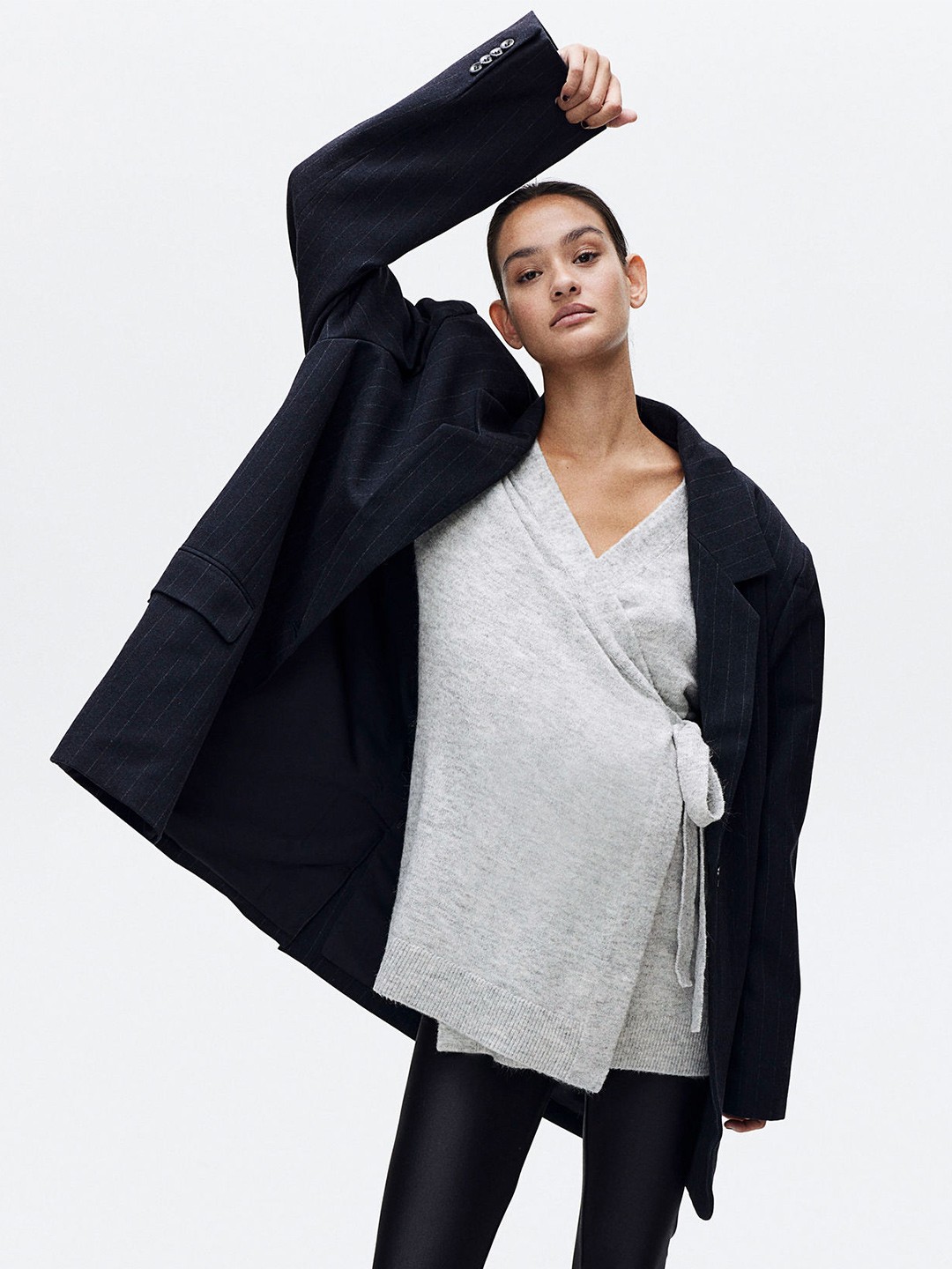 

H&M MAMA Before & After Wrapover Cardigan, Grey