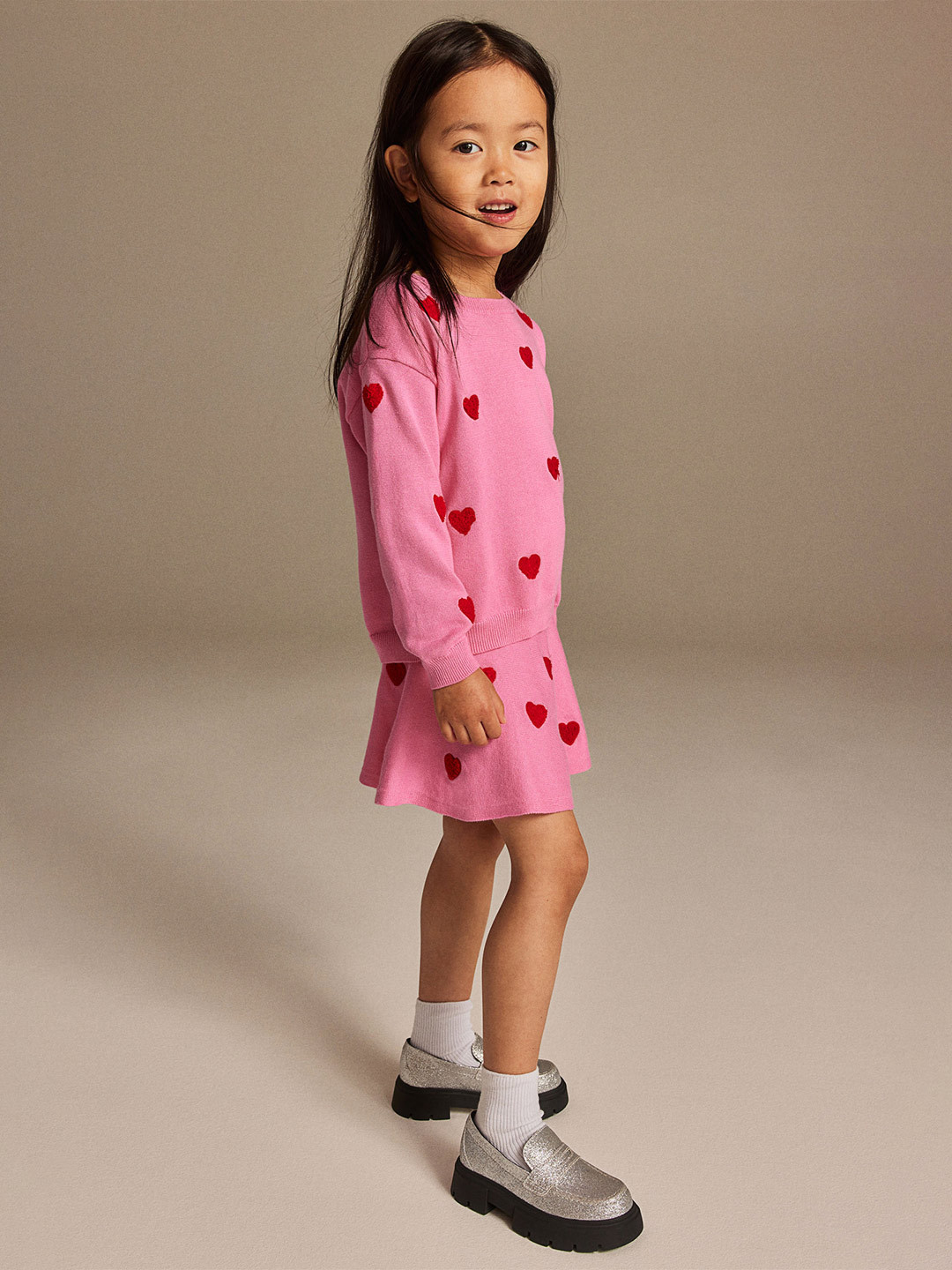 

H&M Girls 2-Piece Fine-Knit Cotton Set, Pink