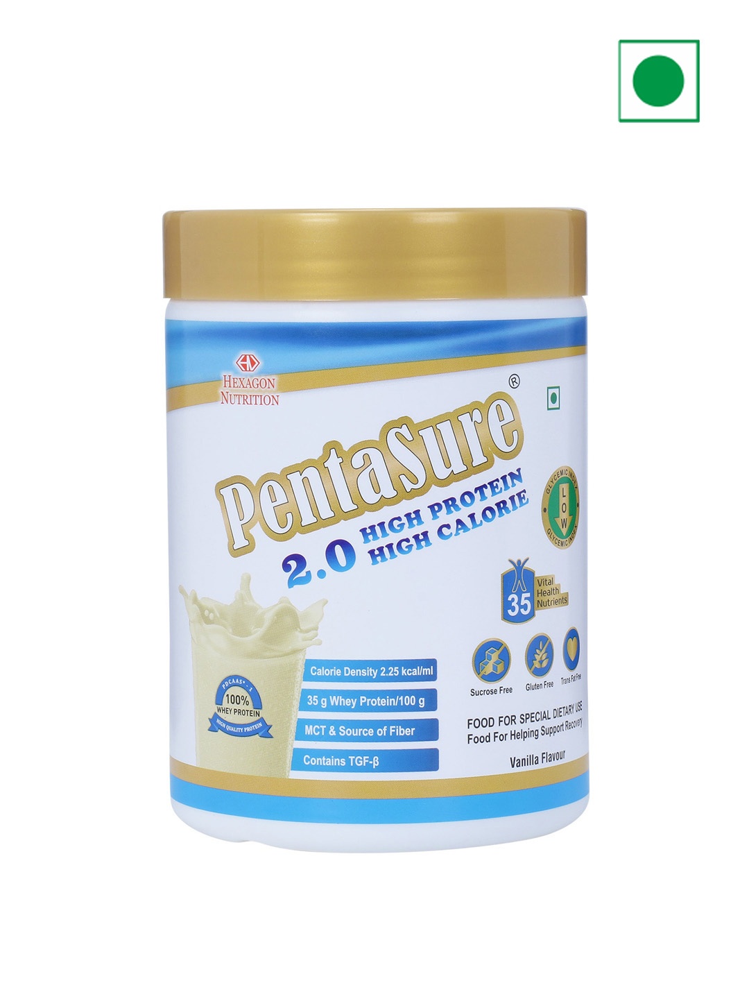

PentaSure 2.0 High Protein High Calorie Weight Gainer Powder - Vanilla Flavour - 400g, Blue