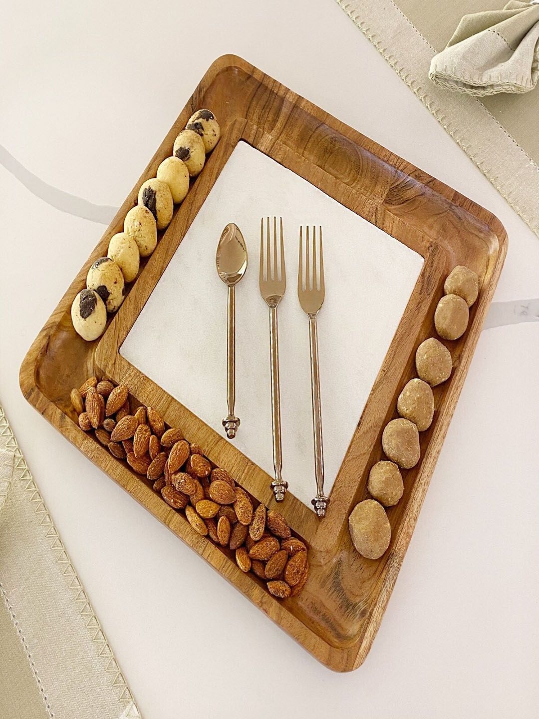

Izzhaar Brown Easy to Clean Marble Square Serving Platter