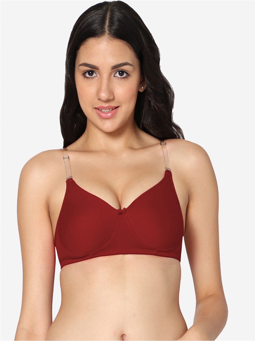 

In Care Seamless Full Coverage Heavily Padded All Day Comfort Cotton Push Up Bras, Red