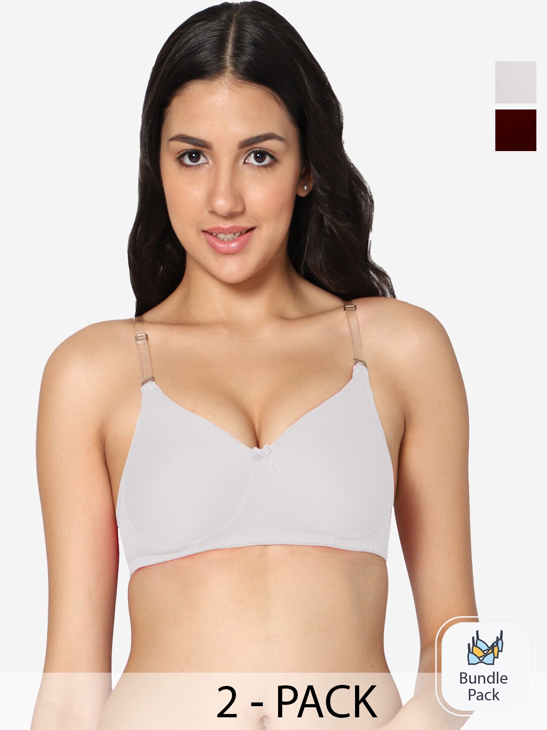 

In Care Pack of 2 Full Coverage Pure Cotton Push Up Bras With All Day Comfort, White