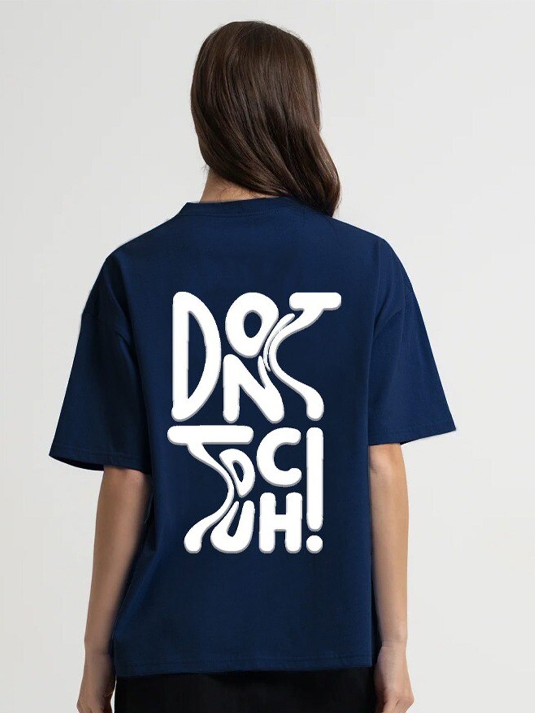 

MISCHIEF MONKEY Graphic Printed Drop-Shoulder Sleeves Pure Cotton T-shirt, Navy blue