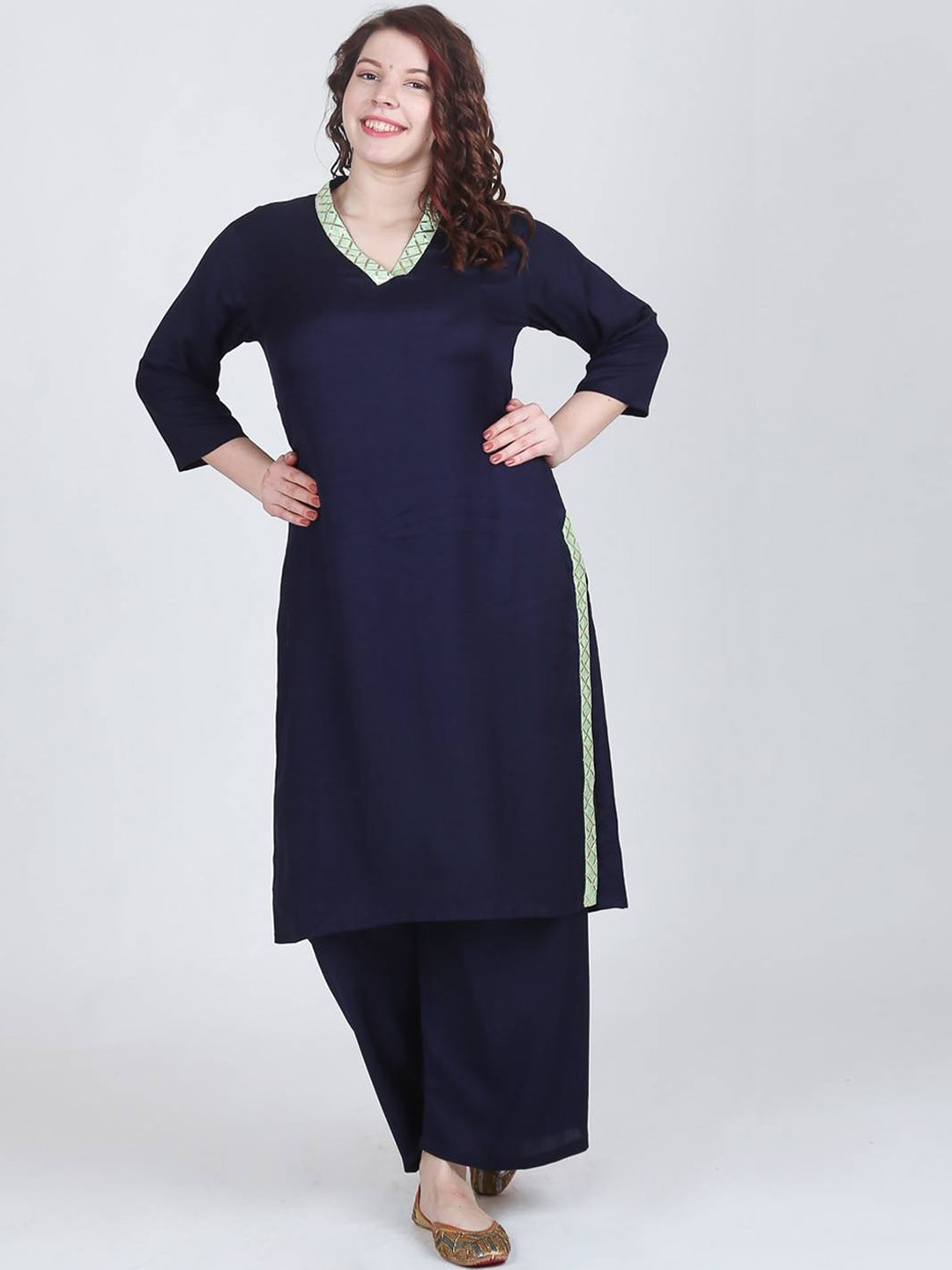 

LastInch Gotta Patti Straight Kurta, Blue